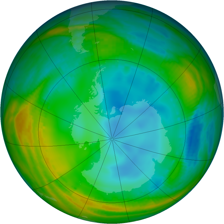Antarctic ozone map for 15 July 1998